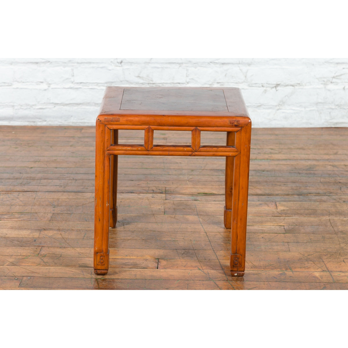 Vintage Chinese Elm Side Table with Burl Wood Top and Scrolling Carved Feet-16. Asian & Chinese Furniture, Art, Antiques, Vintage Home Décor for sale at FEA Home