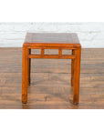 Vintage Chinese Elm Side Table with Burl Wood Top and Scrolling Carved Feet-16. Asian & Chinese Furniture, Art, Antiques, Vintage Home Décor for sale at FEA Home