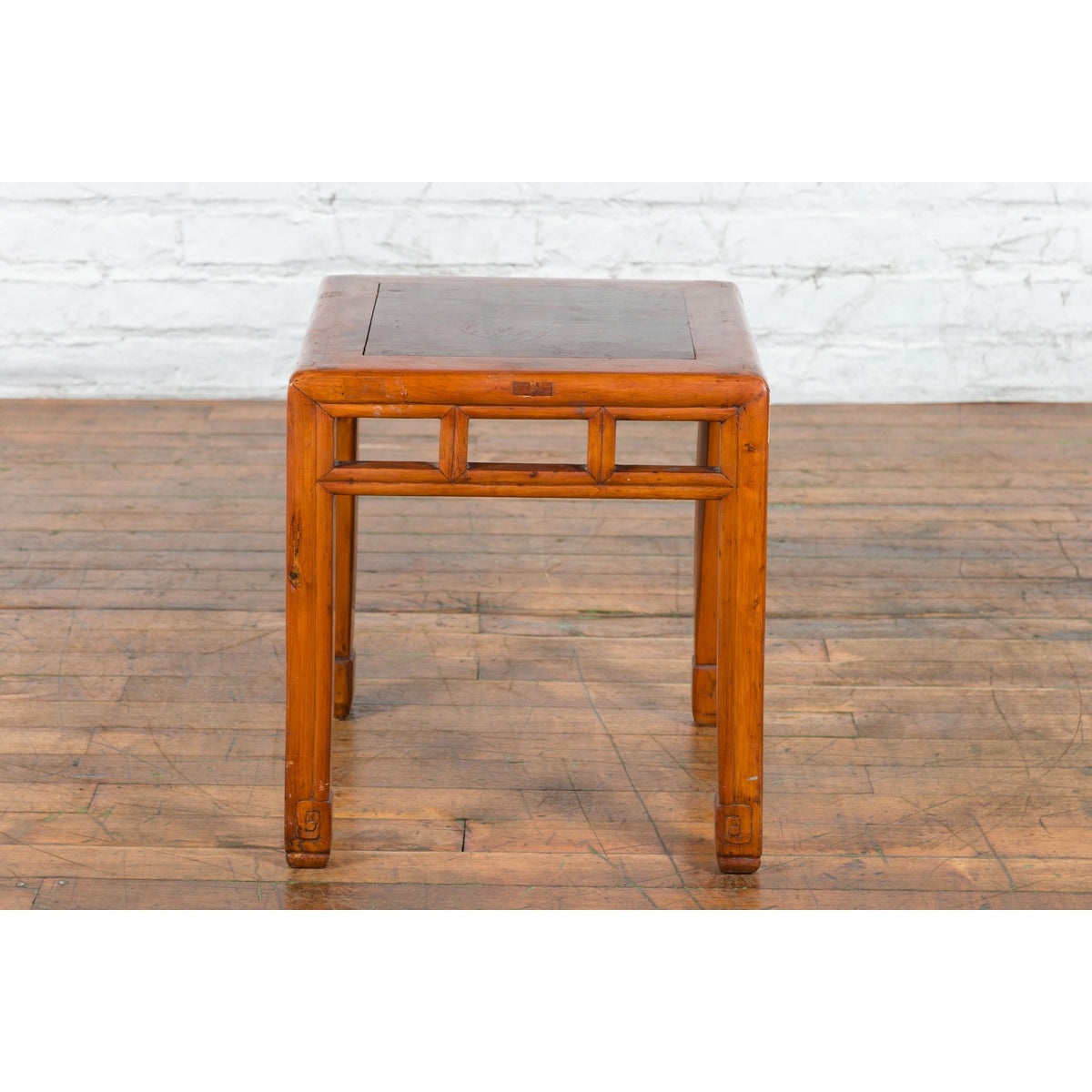 Vintage Chinese Elm Side Table with Burl Wood Top and Scrolling Carved Feet-17. Asian & Chinese Furniture, Art, Antiques, Vintage Home Décor for sale at FEA Home