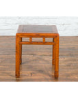 Vintage Chinese Elm Side Table with Burl Wood Top and Scrolling Carved Feet-17. Asian & Chinese Furniture, Art, Antiques, Vintage Home Décor for sale at FEA Home