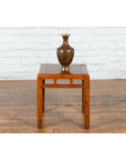 Vintage Chinese Elm Side Table with Burl Wood Top and Scrolling Carved Feet-4. Asian & Chinese Furniture, Art, Antiques, Vintage Home Décor for sale at FEA Home