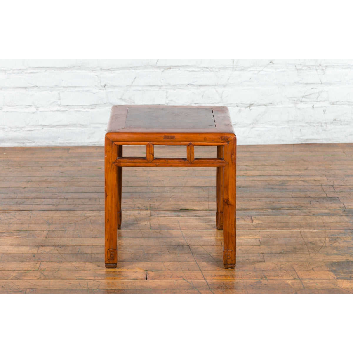 Vintage Chinese Elm Side Table with Burl Wood Top and Scrolling Carved Feet-7. Asian & Chinese Furniture, Art, Antiques, Vintage Home Décor for sale at FEA Home