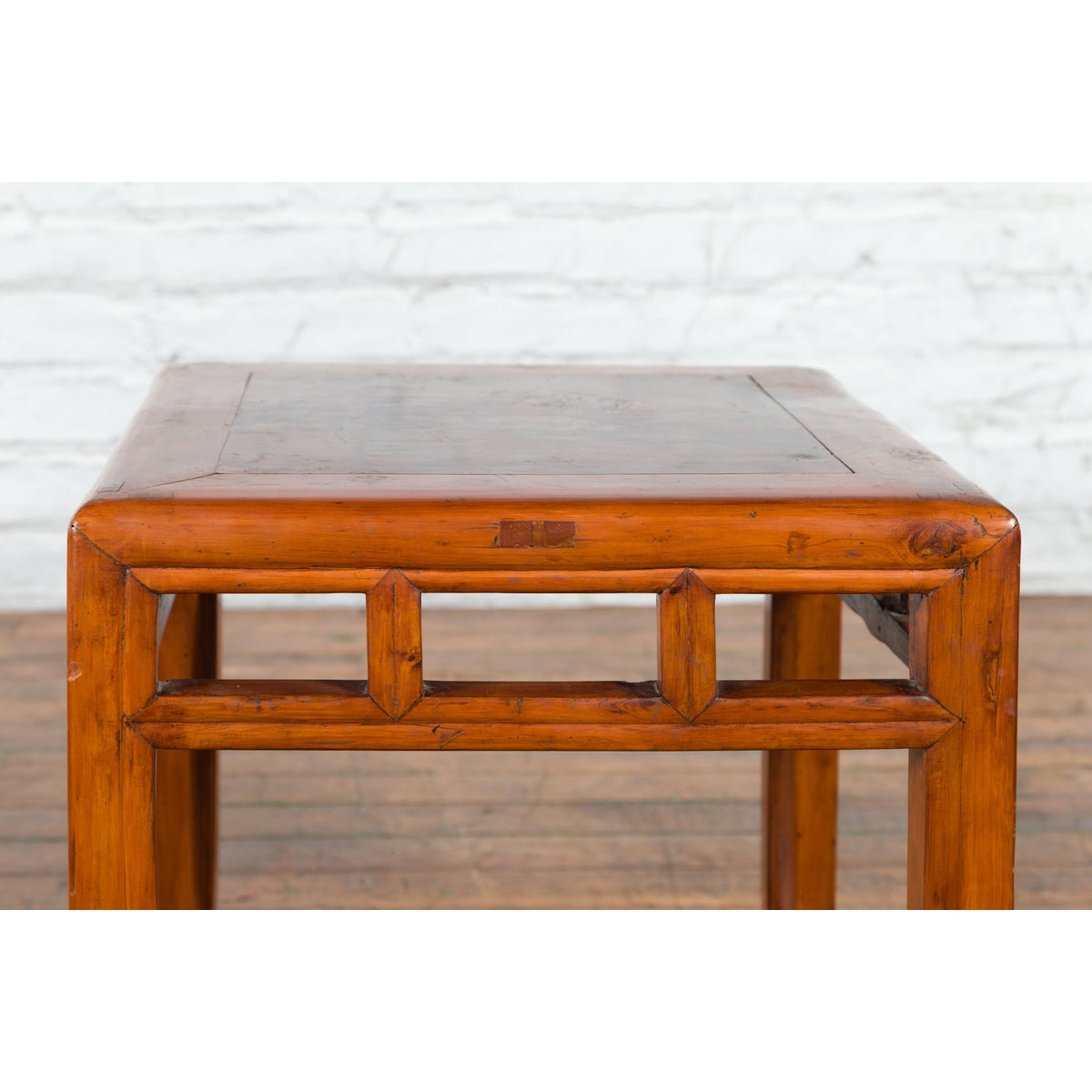Vintage Chinese Elm Side Table with Burl Wood Top and Scrolling Carved Feet-8. Asian & Chinese Furniture, Art, Antiques, Vintage Home Décor for sale at FEA Home