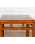 Vintage Chinese Elm Side Table with Burl Wood Top and Scrolling Carved Feet-8. Asian & Chinese Furniture, Art, Antiques, Vintage Home Décor for sale at FEA Home