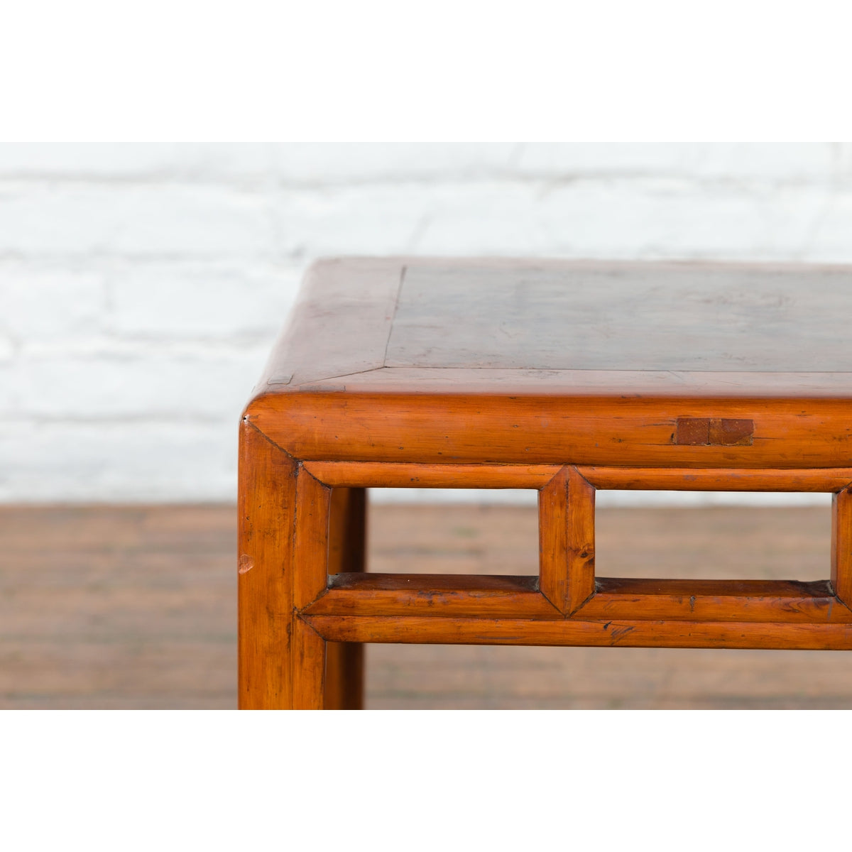 Vintage Chinese Elm Side Table with Burl Wood Top and Scrolling Carved Feet-9. Asian & Chinese Furniture, Art, Antiques, Vintage Home Décor for sale at FEA Home