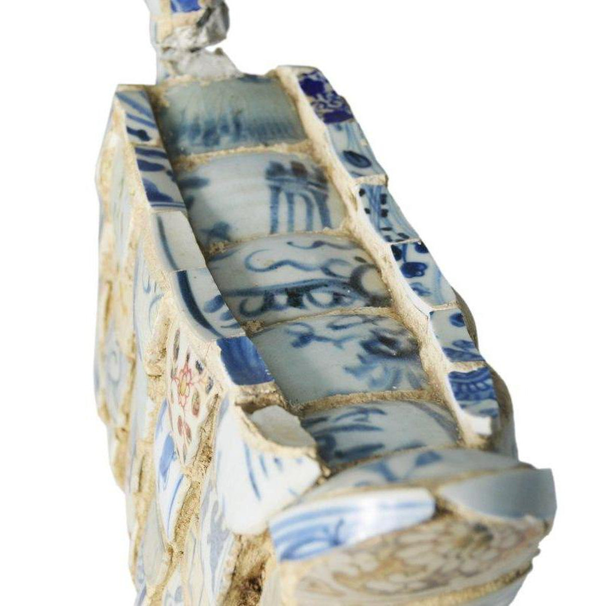 Vintage Chinese Faience Duck Sculpture with Blue Oriental Accents-11. Asian & Chinese Furniture, Art, Antiques, Vintage Home Décor for sale at FEA Home