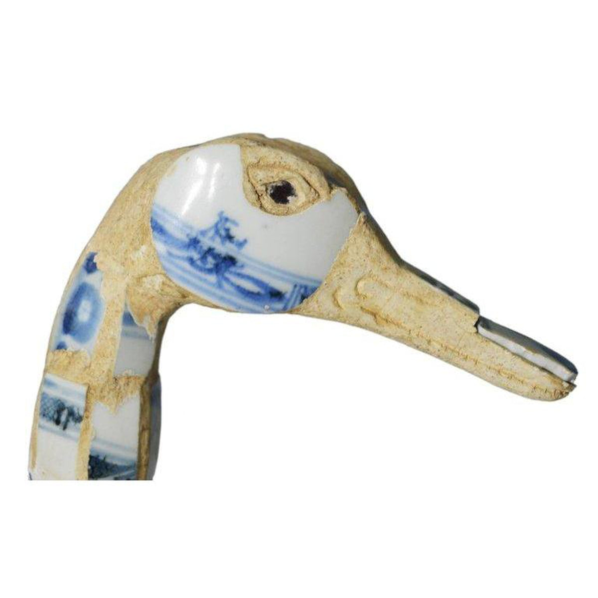 Vintage Chinese Faience Duck Sculpture with Blue Oriental Accents-4. Asian & Chinese Furniture, Art, Antiques, Vintage Home Décor for sale at FEA Home