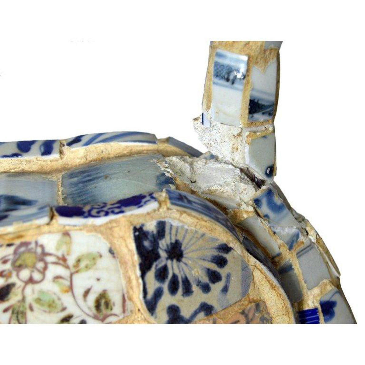 Vintage Chinese Faience Duck Sculpture with Blue Oriental Accents-5. Asian & Chinese Furniture, Art, Antiques, Vintage Home Décor for sale at FEA Home