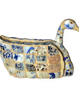 Vintage Chinese Faience Duck Sculpture with Blue Oriental Accents-1. Asian & Chinese Furniture, Art, Antiques, Vintage Home Décor for sale at FEA Home