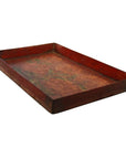 Rectangular vintage Chinese hand-painted ornate tray, shallow design, displayed on a white background.