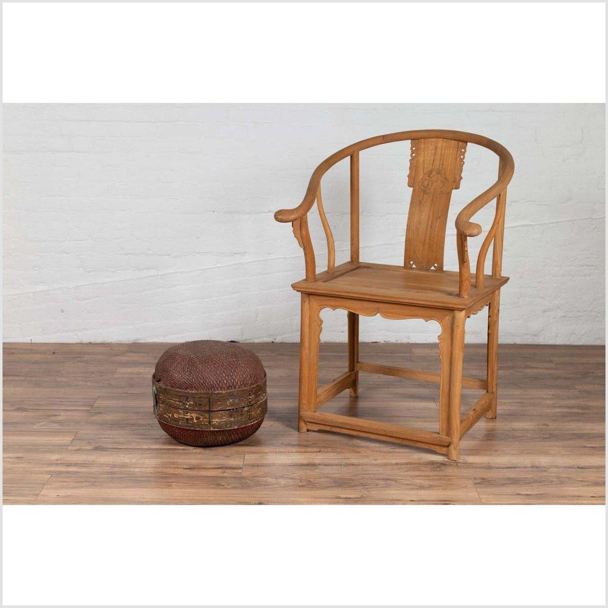 Vintage Chinese Mid-century Rattan Circular Hat Box with Weathered Patina-13. Asian & Chinese Furniture, Art, Antiques, Vintage Home Décor for sale at FEA Home