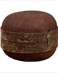 Vintage Chinese Mid-century Rattan Circular Hat Box with Weathered Patina-1. Asian & Chinese Furniture, Art, Antiques, Vintage Home Décor for sale at FEA Home