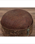 Vintage Chinese Mid-century Rattan Circular Hat Box with Weathered Patina-4. Asian & Chinese Furniture, Art, Antiques, Vintage Home Décor for sale at FEA Home