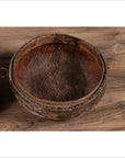 Vintage Chinese Mid-century Rattan Circular Hat Box with Weathered Patina-8. Asian & Chinese Furniture, Art, Antiques, Vintage Home Décor for sale at FEA Home