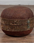Vintage Chinese Mid-century Rattan Circular Hat Box with Weathered Patina-2. Asian & Chinese Furniture, Art, Antiques, Vintage Home Décor for sale at FEA Home