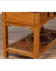 Vintage Chinese Natural Wood Side Table with Two Drawers and Crackled Ice Shelf-12. Asian & Chinese Furniture, Art, Antiques, Vintage Home Décor for sale at FEA Home