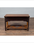 Vintage Chinese Natural Wood Side Table with Two Drawers and Crackled Ice Shelf-14. Asian & Chinese Furniture, Art, Antiques, Vintage Home Décor for sale at FEA Home