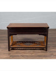 Vintage Chinese Natural Wood Side Table with Two Drawers and Crackled Ice Shelf-14. Asian & Chinese Furniture, Art, Antiques, Vintage Home Décor for sale at FEA Home