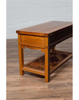 Vintage Chinese Natural Wood Side Table with Two Drawers and Crackled Ice Shelf-15. Asian & Chinese Furniture, Art, Antiques, Vintage Home Décor for sale at FEA Home