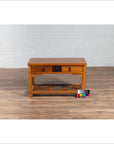 Vintage Chinese Natural Wood Side Table with Two Drawers and Crackled Ice Shelf-4. Asian & Chinese Furniture, Art, Antiques, Vintage Home Décor for sale at FEA Home