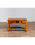 Vintage Chinese Natural Wood Side Table with Two Drawers and Crackled Ice Shelf-5. Asian & Chinese Furniture, Art, Antiques, Vintage Home Décor for sale at FEA Home