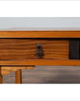 Vintage Chinese Natural Wood Side Table with Two Drawers and Crackled Ice Shelf-7. Asian & Chinese Furniture, Art, Antiques, Vintage Home Décor for sale at FEA Home