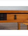 Vintage Chinese Natural Wood Side Table with Two Drawers and Crackled Ice Shelf-8. Asian & Chinese Furniture, Art, Antiques, Vintage Home Décor for sale at FEA Home