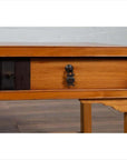 Vintage Chinese Natural Wood Side Table with Two Drawers and Crackled Ice Shelf-8. Asian & Chinese Furniture, Art, Antiques, Vintage Home Décor for sale at FEA Home