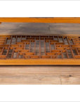 Vintage Chinese Natural Wood Side Table with Two Drawers and Crackled Ice Shelf-9. Asian & Chinese Furniture, Art, Antiques, Vintage Home Décor for sale at FEA Home