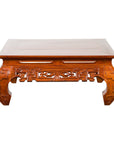Vintage Chinese Style Low Kang Coffee Table with Carved Scrolls and Chow Legs-1. Asian & Chinese Furniture, Art, Antiques, Vintage Home Décor for sale at FEA Home