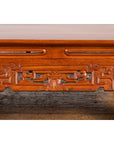 Vintage Chinese Style Low Kang Coffee Table with Carved Scrolls and Chow Legs-10. Asian & Chinese Furniture, Art, Antiques, Vintage Home Décor for sale at FEA Home