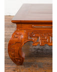 Vintage Chinese Style Low Kang Coffee Table with Carved Scrolls and Chow Legs-11. Asian & Chinese Furniture, Art, Antiques, Vintage Home Décor for sale at FEA Home