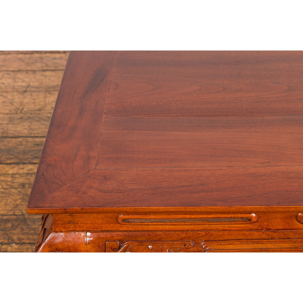 Vintage Chinese Style Low Kang Coffee Table with Carved Scrolls and Chow Legs-14. Asian & Chinese Furniture, Art, Antiques, Vintage Home Décor for sale at FEA Home