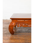 Vintage Chinese Style Low Kang Coffee Table with Carved Scrolls and Chow Legs-8. Asian & Chinese Furniture, Art, Antiques, Vintage Home Décor for sale at FEA Home