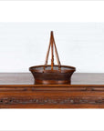 Vintage Chinese Woven Rattan Carrying Basket with Large Tripartite Handle-10. Asian & Chinese Furniture, Art, Antiques, Vintage Home Décor for sale at FEA Home