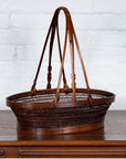 Vintage Chinese Woven Rattan Carrying Basket with Large Tripartite Handle-2. Asian & Chinese Furniture, Art, Antiques, Vintage Home Décor for sale at FEA Home