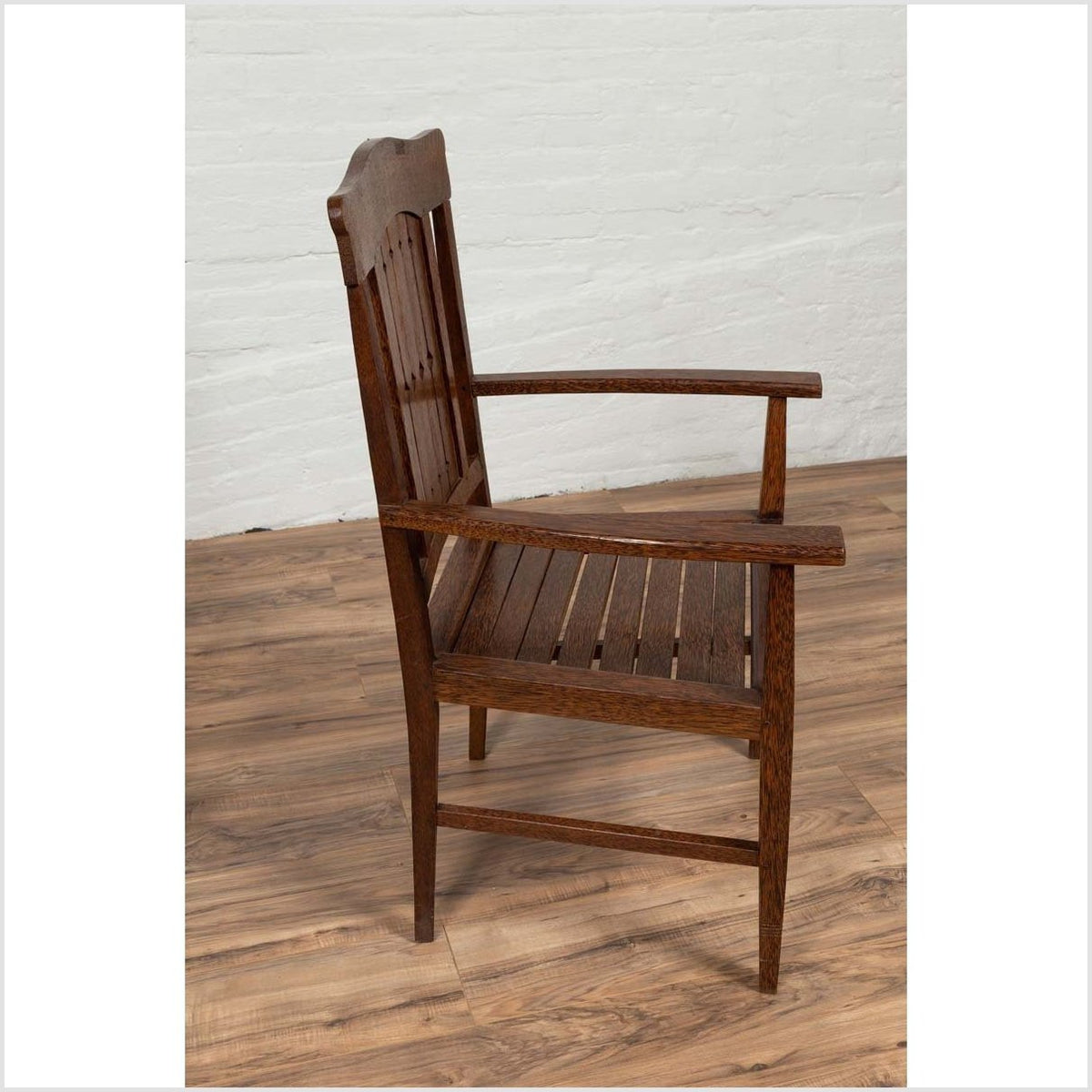 Vintage Dutch Colonial Armchair with Pierced Wooden Slats and Bonnet-Style Rail-13. Asian & Chinese Furniture, Art, Antiques, Vintage Home Décor for sale at FEA Home
