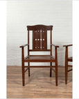 Vintage Dutch Colonial Armchair with Pierced Wooden Slats and Bonnet-Style Rail-3. Asian & Chinese Furniture, Art, Antiques, Vintage Home Décor for sale at FEA Home