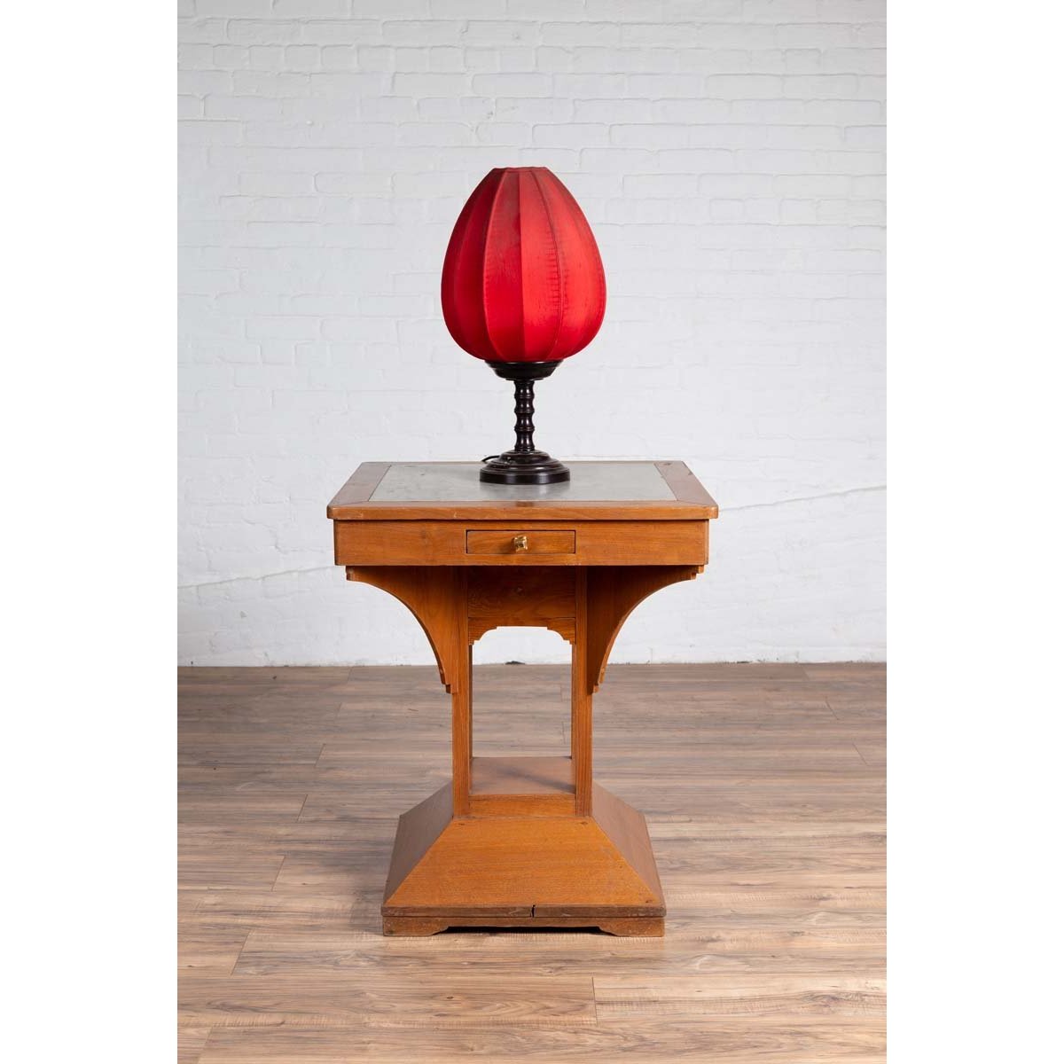Vintage Dutch Colonial Indonesian Square Center Table with Marble Inset-3. Asian & Chinese Furniture, Art, Antiques, Vintage Home Décor for sale at FEA Home