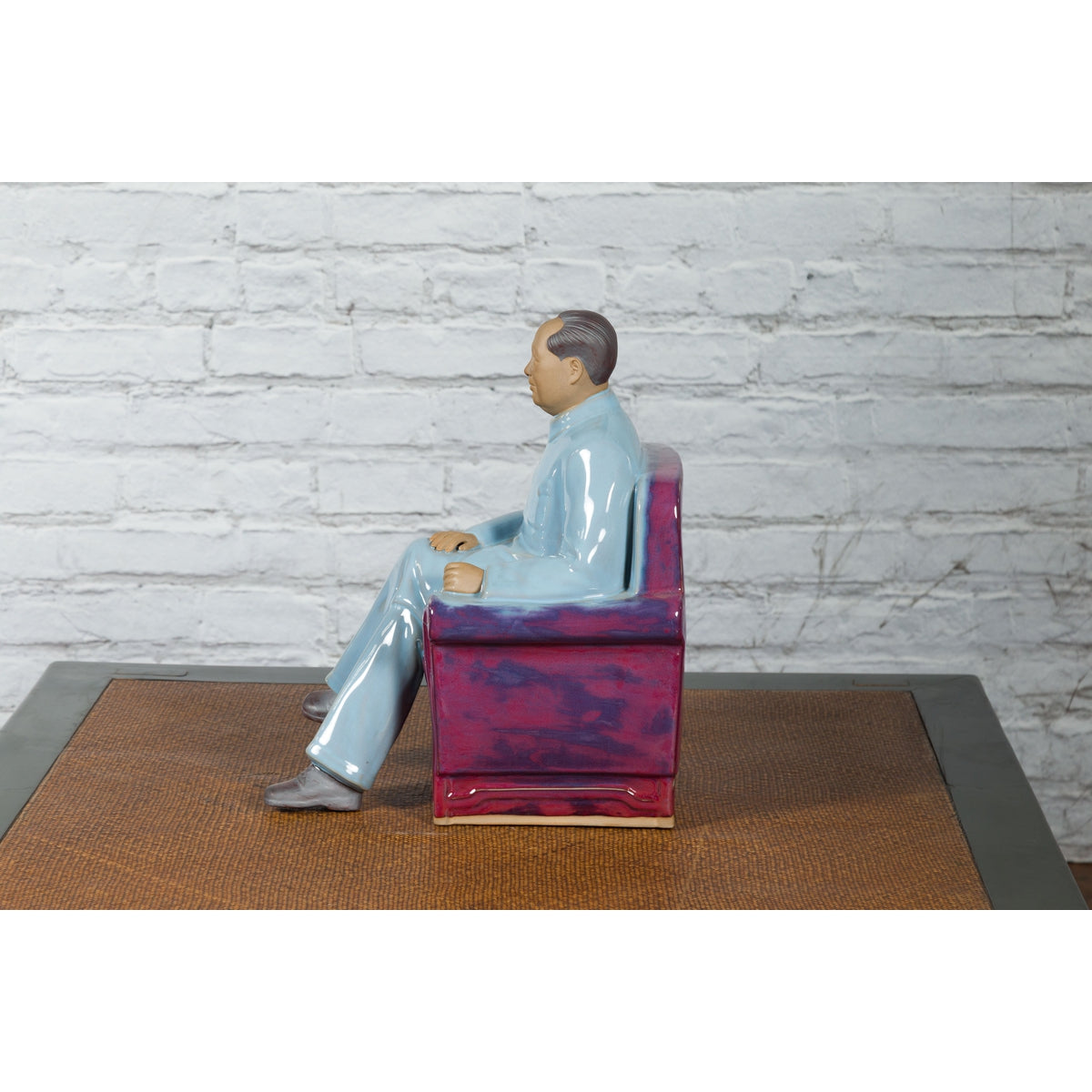 Vintage Glazed Porcelain Statuette of Mao Zedong Seated on an Armchair-12. Asian & Chinese Furniture, Art, Antiques, Vintage Home Décor for sale at FEA Home