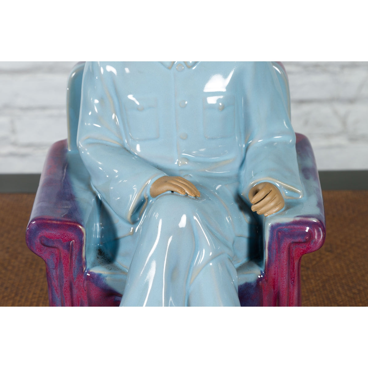 Vintage Glazed Porcelain Statuette of Mao Zedong Seated on an Armchair-5. Asian & Chinese Furniture, Art, Antiques, Vintage Home Décor for sale at FEA Home