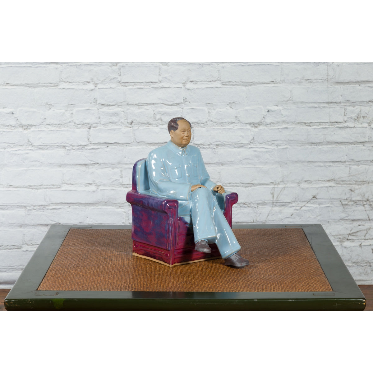 Vintage Glazed Porcelain Statuette of Mao Zedong Seated on an Armchair-9. Asian & Chinese Furniture, Art, Antiques, Vintage Home Décor for sale at FEA Home