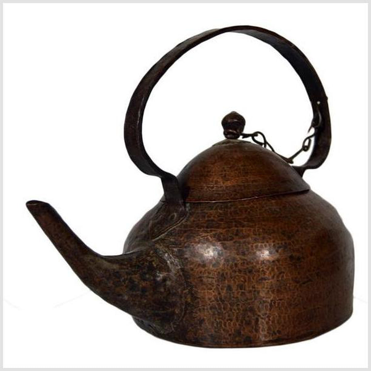 Vintage Hand-Hammered Copper Teapot with Patina from 20th Century, India-6. Asian & Chinese Furniture, Art, Antiques, Vintage Home Décor for sale at FEA Home