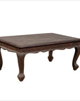 Vintage Indian Coffee Table with Brushed Metal Patina over Wood and Floral Décor-1. Asian & Chinese Furniture, Art, Antiques, Vintage Home Décor for sale at FEA Home