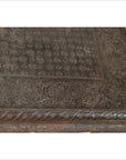 Vintage Indian Coffee Table with Brushed Metal Patina over Wood and Floral Décor-7. Asian & Chinese Furniture, Art, Antiques, Vintage Home Décor for sale at FEA Home