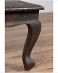 Vintage Indian Coffee Table with Brushed Metal Patina over Wood and Floral Décor-10. Asian & Chinese Furniture, Art, Antiques, Vintage Home Décor for sale at FEA Home