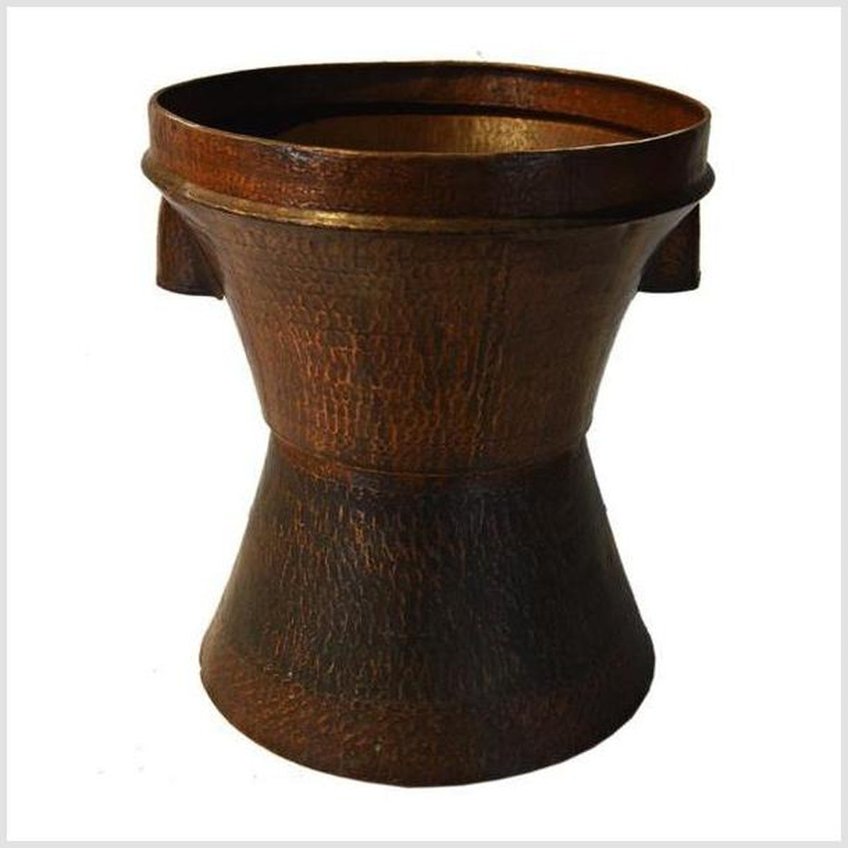 Vintage Indian Hand-Hammered Copper Grain Basket from the 1950s-4. Asian & Chinese Furniture, Art, Antiques, Vintage Home Décor for sale at FEA Home