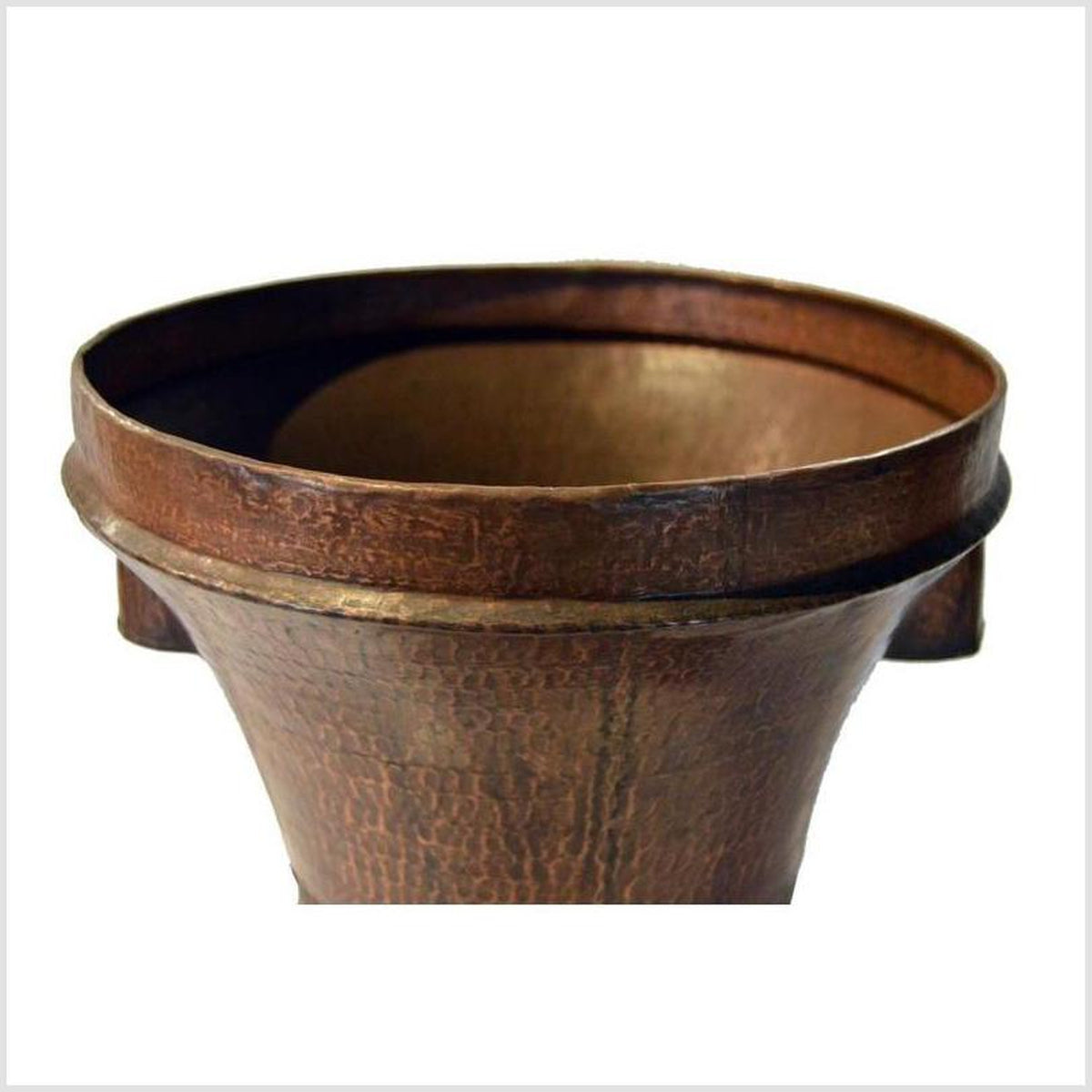 Vintage Indian Hand-Hammered Copper Grain Basket from the 1950s-5. Asian & Chinese Furniture, Art, Antiques, Vintage Home Décor for sale at FEA Home
