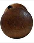 Vintage hand-hammered copper grain basket, round with textured surface, shown on white background.