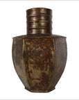 Vintage Indian Hand-Hammered Distressed Tin Storage Canister, Early 20th Century-3. Asian & Chinese Furniture, Art, Antiques, Vintage Home Décor for sale at FEA Home